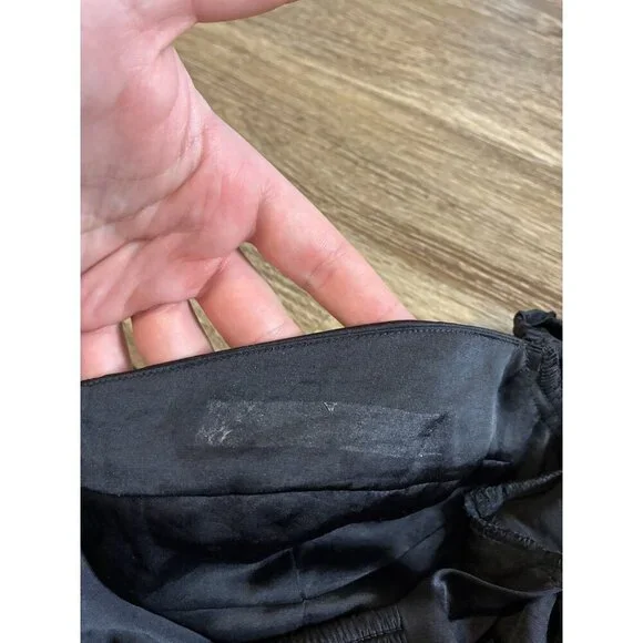 Aritzia Wilfred Satin Masquerade Dress in Black Size 4 Longsleeve Midi High Slit - Picture 7 of 9